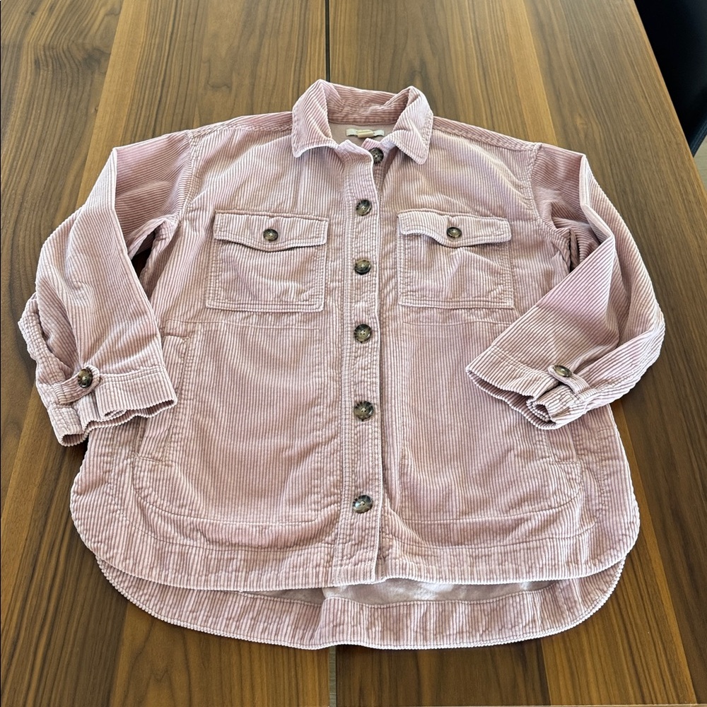 Madewell Light Pink 100% cotton Corduroy chore coat jacket. Oversized size small